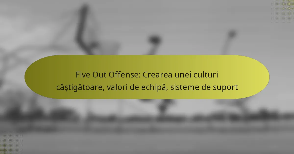 Five Out Offense: Crearea unei culturi câștigătoare, valori de echipă, sisteme de suport